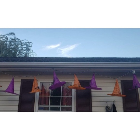 Halloween Decorations 8 Pcs Lighted Hanging Witch Hats, Remote Control - Picture 2 of 3